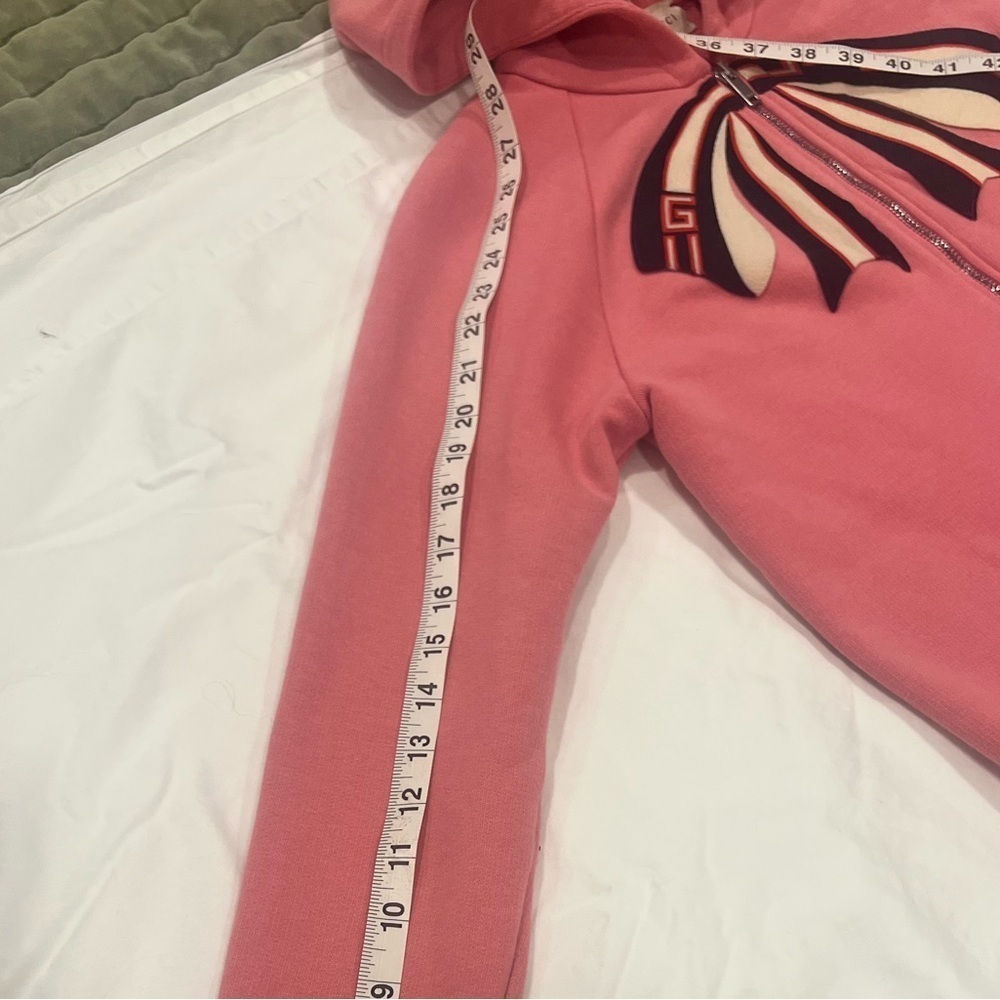 GUCCI | Pink Web Bow | Zip Hoodie | Girls 12 | Women's XS/S - Picture 14 of 15